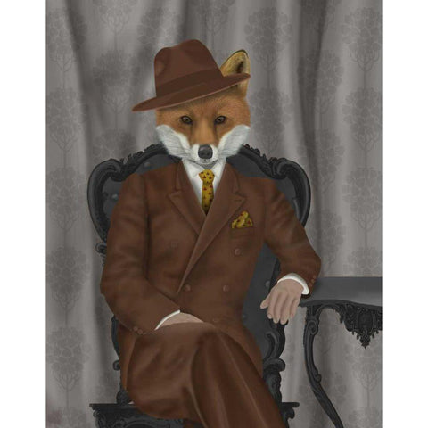 Fox 1930s Gentleman Gold Ornate Wood Framed Art Print with Double Matting by Fab Funky