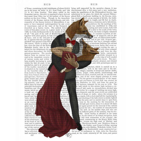 Foxes Romantic Dancers White Modern Wood Framed Art Print by Fab Funky