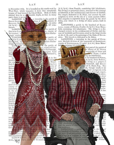 Fox Couple 1920s Black Ornate Wood Framed Art Print with Double Matting by Fab Funky