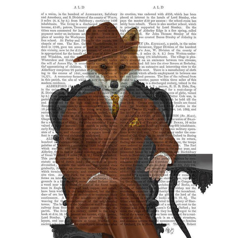 Fox 1930s Gentleman Gold Ornate Wood Framed Art Print with Double Matting by Fab Funky