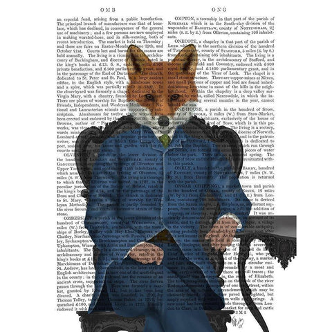 Fox Edwardian Gent, Portrtait Black Modern Wood Framed Art Print with Double Matting by Fab Funky