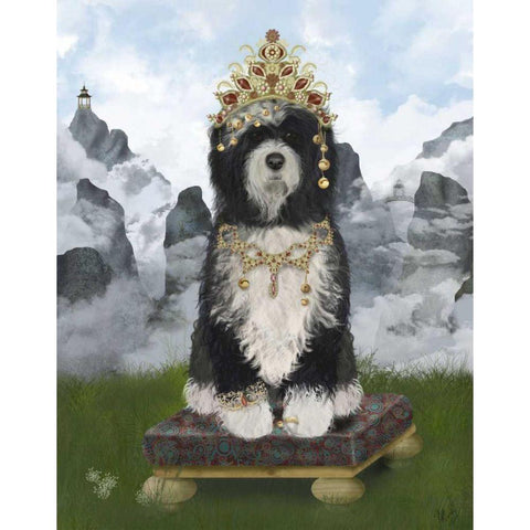 Tibetan Tibetan Black Modern Wood Framed Art Print by Fab Funky