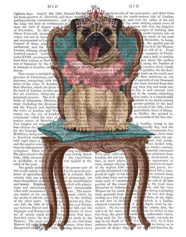 Pug Princess on Chair White Modern Wood Framed Art Print with Double Matting by Fab Funky