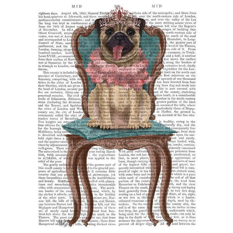 Pug Princess on Chair White Modern Wood Framed Art Print by Fab Funky