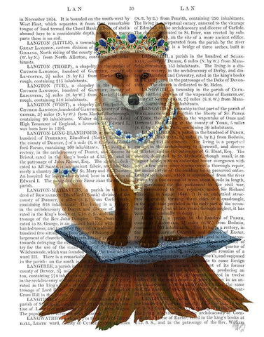 Fox with Tiara, Full White Modern Wood Framed Art Print with Double Matting by Fab Funky