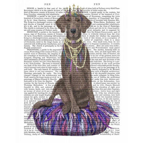 Weimaraner on Purple Cushion Gold Ornate Wood Framed Art Print with Double Matting by Fab Funky