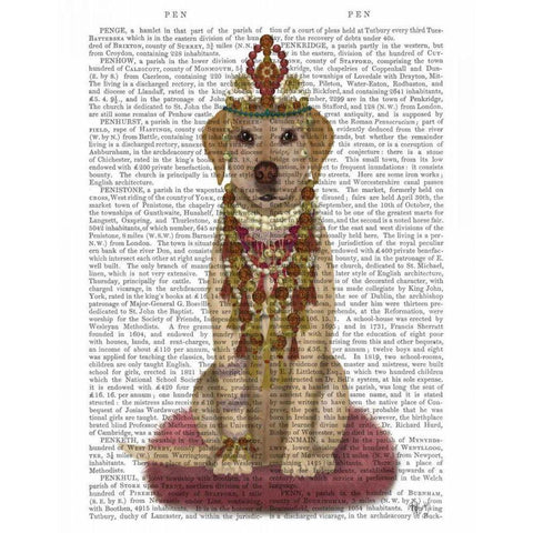 Yellow Labrador and Tiara, Full White Modern Wood Framed Art Print by Fab Funky