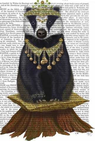 Badger with Tiara, Full White Modern Wood Framed Art Print with Double Matting by Fab Funky