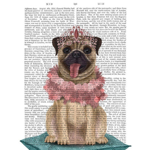 Pug Princess On Cushion White Modern Wood Framed Art Print by Fab Funky