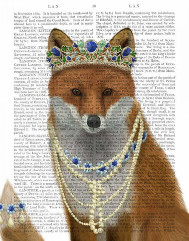 Fox with Tiara, Portrait Black Ornate Wood Framed Art Print with Double Matting by Fab Funky