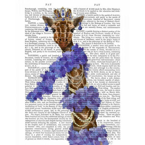 Giraffe with Purple Boa White Modern Wood Framed Art Print by Fab Funky