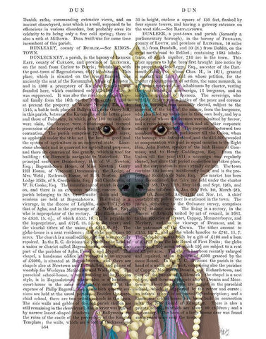 Weimaraner with Tiara Black Ornate Wood Framed Art Print with Double Matting by Fab Funky
