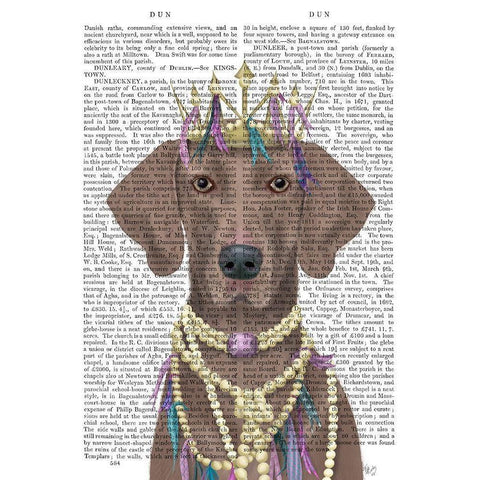 Weimaraner with Tiara White Modern Wood Framed Art Print by Fab Funky