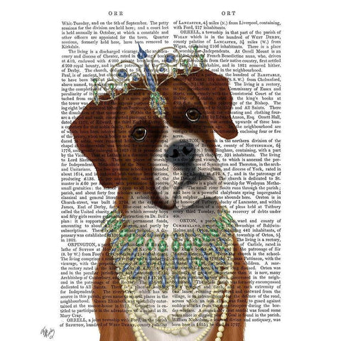 Boxer and Tiara, Portrait White Modern Wood Framed Art Print by Fab Funky