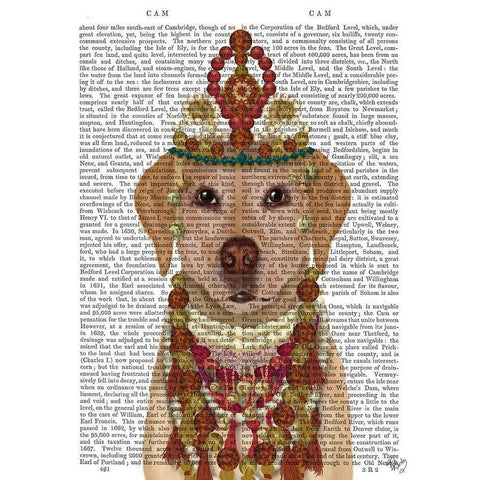 Yellow Labrador and Tiara, Portrait Black Modern Wood Framed Art Print with Double Matting by Fab Funky