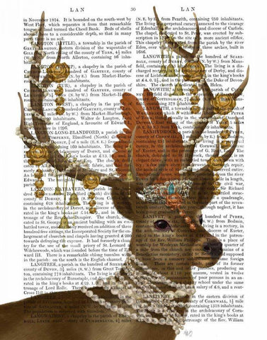 Deer with Gold Bells White Modern Wood Framed Art Print with Double Matting by Fab Funky