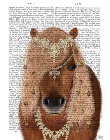 Horse Brown Pony with Bells, Portrait Black Ornate Wood Framed Art Print with Double Matting by Fab Funky