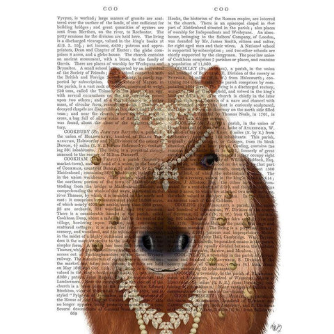 Horse Brown Pony with Bells, Portrait Gold Ornate Wood Framed Art Print with Double Matting by Fab Funky