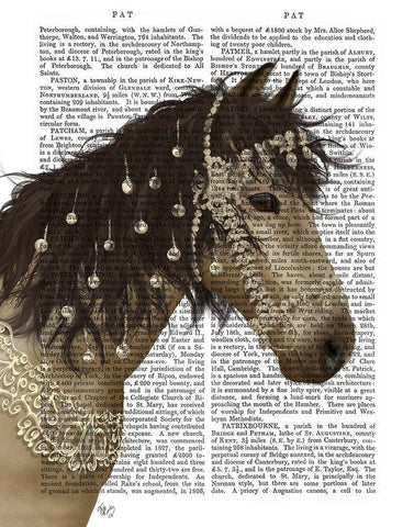 Horse Bucksin with Jewelled Bridle Black Ornate Wood Framed Art Print with Double Matting by Fab Funky