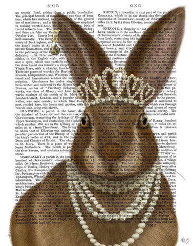 Rabbit and Pearls, Portrait White Modern Wood Framed Art Print with Double Matting by Fab Funky