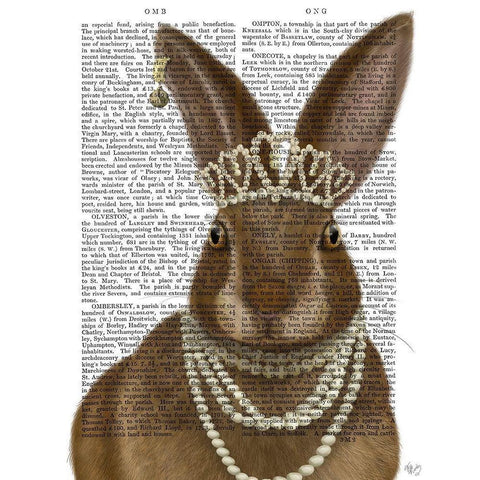 Rabbit and Pearls, Portrait White Modern Wood Framed Art Print by Fab Funky