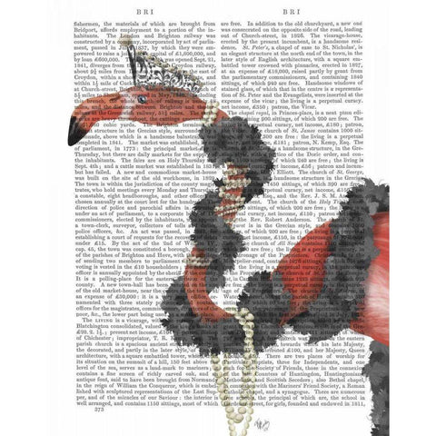 Flamingo and Pearls, Portrait Black Modern Wood Framed Art Print with Double Matting by Fab Funky