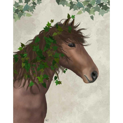 Horse Chestnut with Ivy Black Modern Wood Framed Art Print with Double Matting by Fab Funky