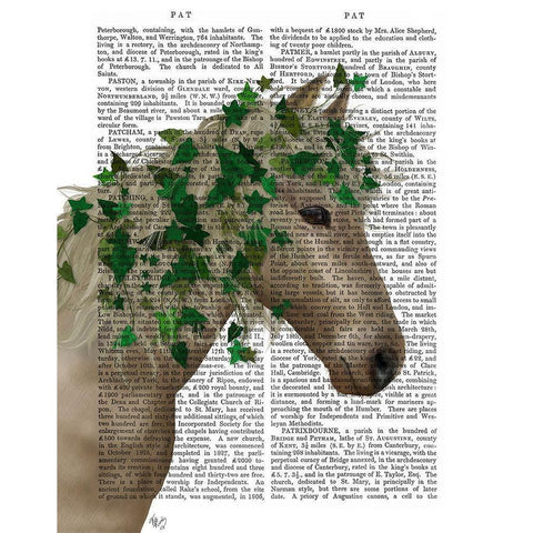 Horse Porcelain with Ivy Gold Ornate Wood Framed Art Print with Double Matting by Fab Funky