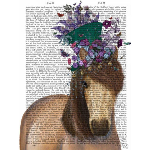 Horse Mad Hatter White Modern Wood Framed Art Print by Fab Funky