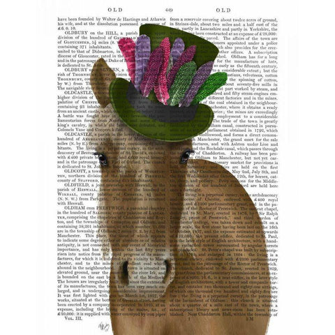 Horse with Feather Hat Gold Ornate Wood Framed Art Print with Double Matting by Fab Funky