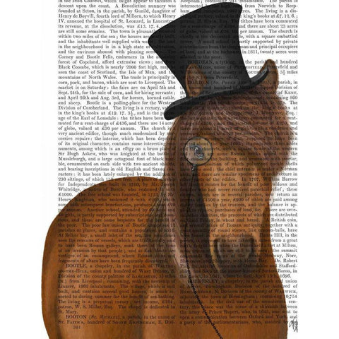 Horse Top Hat and Monocle Black Modern Wood Framed Art Print with Double Matting by Fab Funky