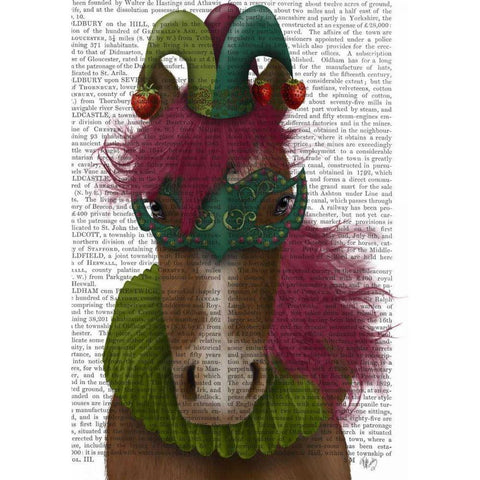 Horse Strawberry Fool White Modern Wood Framed Art Print by Fab Funky