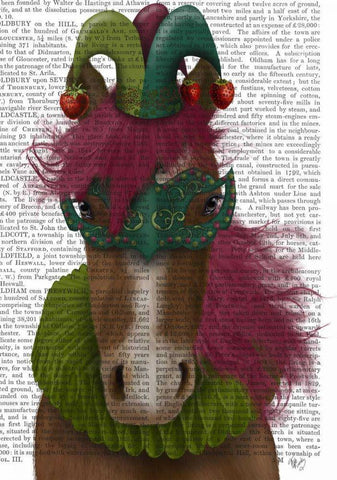 Horse Strawberry Fool White Modern Wood Framed Art Print with Double Matting by Fab Funky