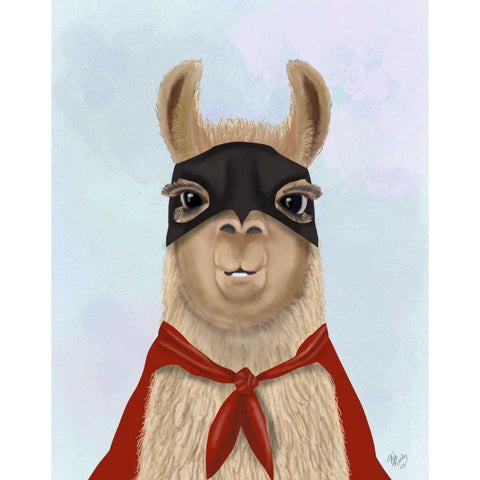 Super Llama Black Modern Wood Framed Art Print with Double Matting by Fab Funky