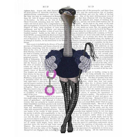 Ostrich with Kinky Boots Gold Ornate Wood Framed Art Print with Double Matting by Fab Funky