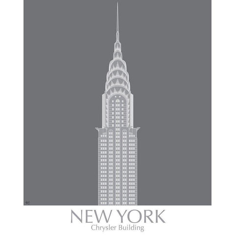 New York Chrysler Building Monochrome Gold Ornate Wood Framed Art Print with Double Matting by Fab Funky