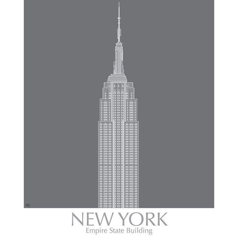 New York Empire State Building Monochrome White Modern Wood Framed Art Print by Fab Funky