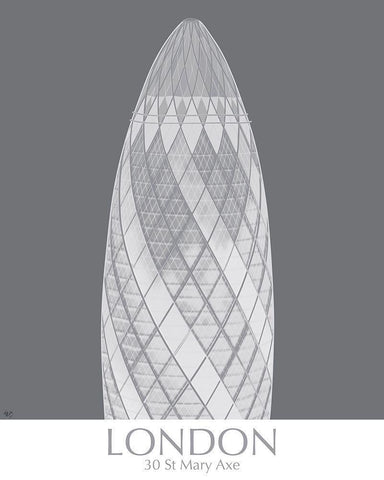 London Gerkin Monochrome White Modern Wood Framed Art Print with Double Matting by Fab Funky