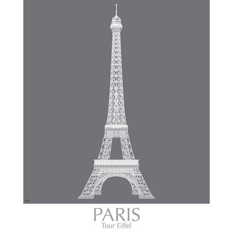 Paris Eiffel Tower Monochrome Gold Ornate Wood Framed Art Print with Double Matting by Fab Funky