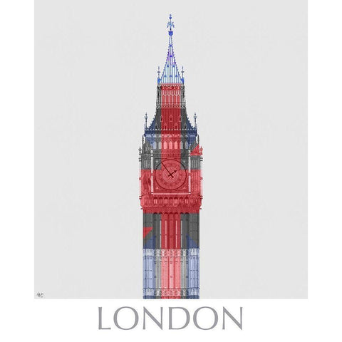 London Big Ben Union Jack White Modern Wood Framed Art Print by Fab Funky