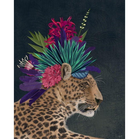 Hot House Leopard 1 Black Modern Wood Framed Art Print with Double Matting by Fab Funky