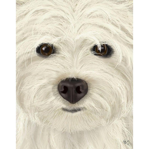 Westie Big Dog Black Modern Wood Framed Art Print with Double Matting by Fab Funky