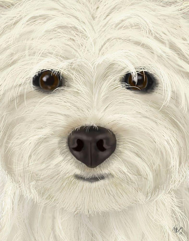 Westie Big Dog White Modern Wood Framed Art Print with Double Matting by Fab Funky