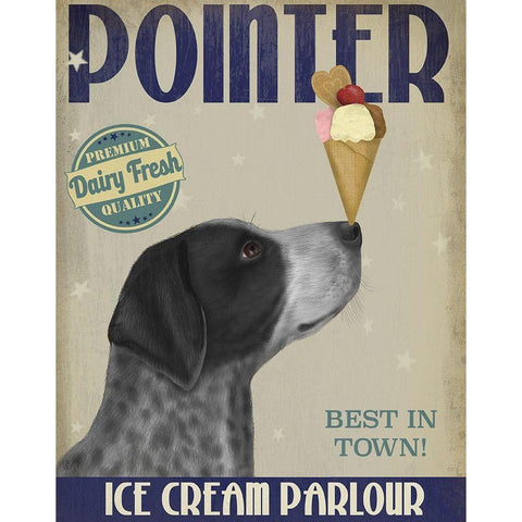 German Shorthaired Pointer Ice Cream, Black White Modern Wood Framed Art Print by Fab Funky