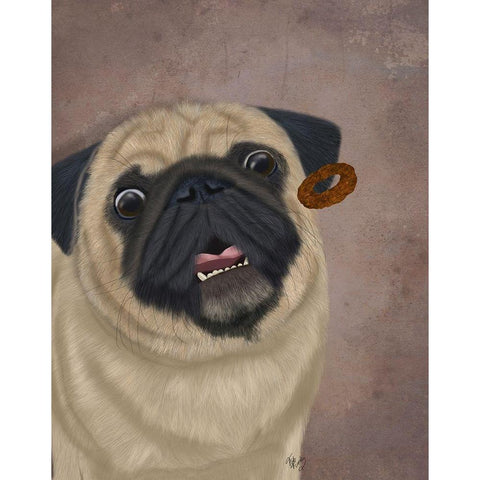 Pug, Catch 2 Gold Ornate Wood Framed Art Print with Double Matting by Fab Funky