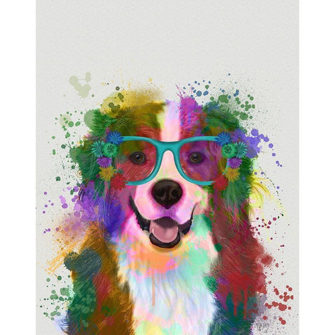 Bernese Rainbow Splash Gold Ornate Wood Framed Art Print with Double Matting by Fab Funky