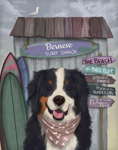 Bernese Surf Shack White Modern Wood Framed Art Print with Double Matting by Fab Funky