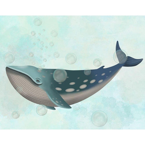 Whale Bubbles 1 Black Modern Wood Framed Art Print with Double Matting by Fab Funky