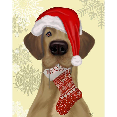 Christmas Drooly Christmas Dane White Modern Wood Framed Art Print by Fab Funky