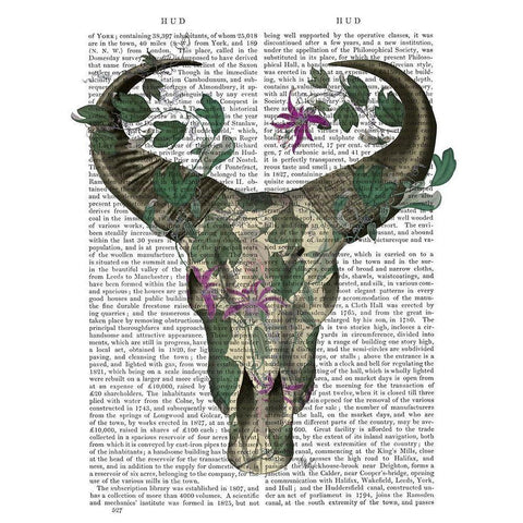 Cow Skull and Passion Flowers Black Modern Wood Framed Art Print by Fab Funky